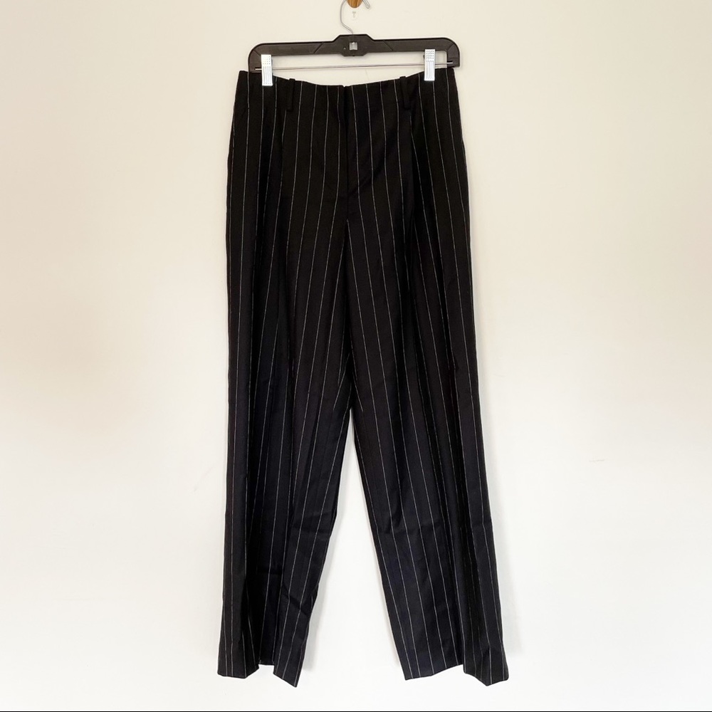 Lafayette 148 New York Pinstripe Wool Straight Leg Trousers Size 8